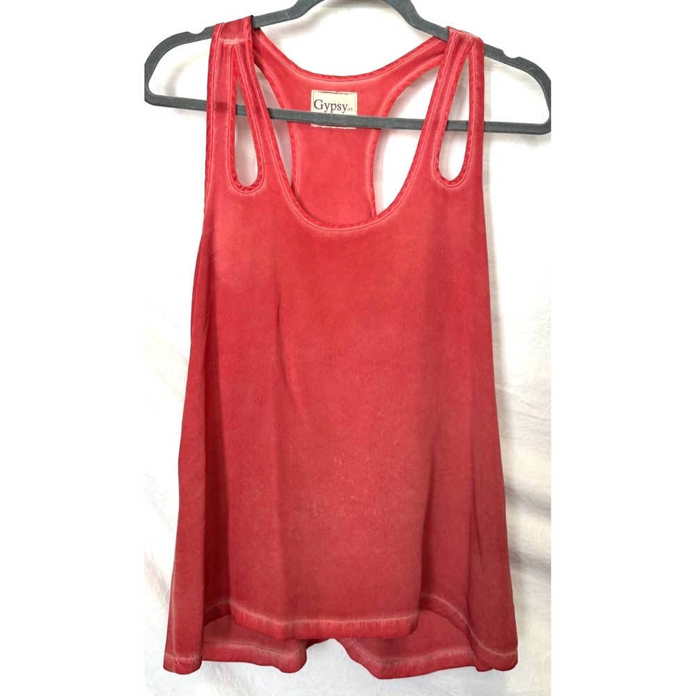 Gypsy 05 Women's Size XS Distressed Red Silk Racer Back Tank Top